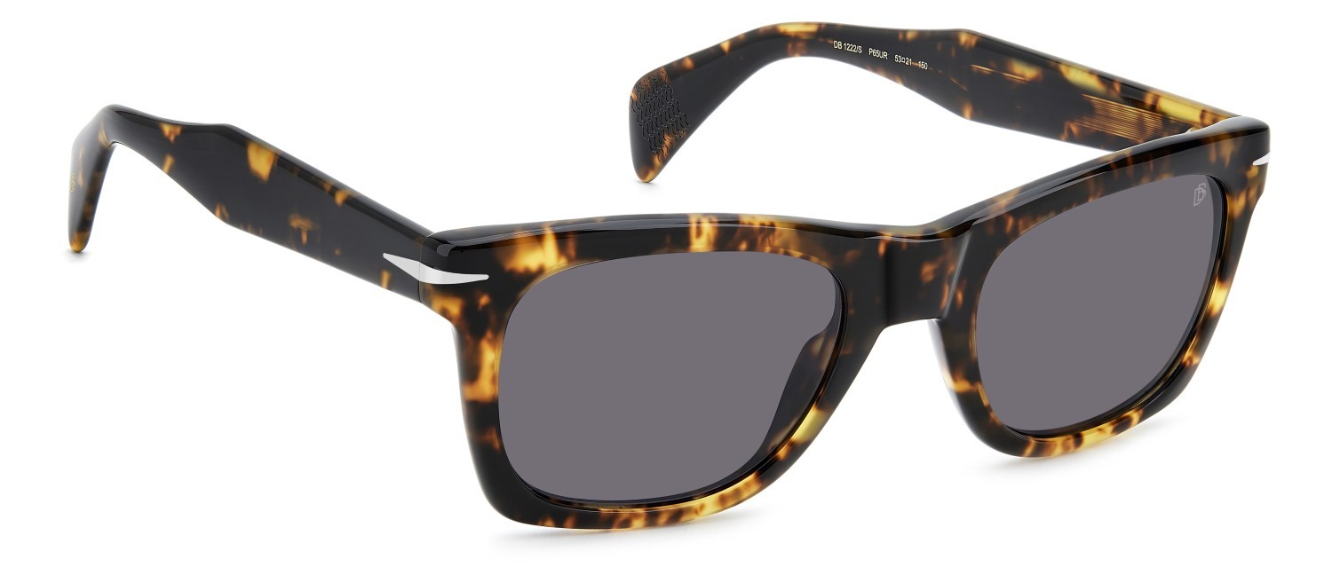 Sunglasses David Beckham Db 1222/S 208552 P65 UR color brown yellow havana shape rectangle lenses violet