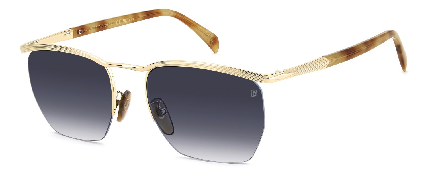 Sunglasses David Beckham Db 1225/S 208555 0NR 84 color gold brown havana shape square lenses blue shaded antireflex