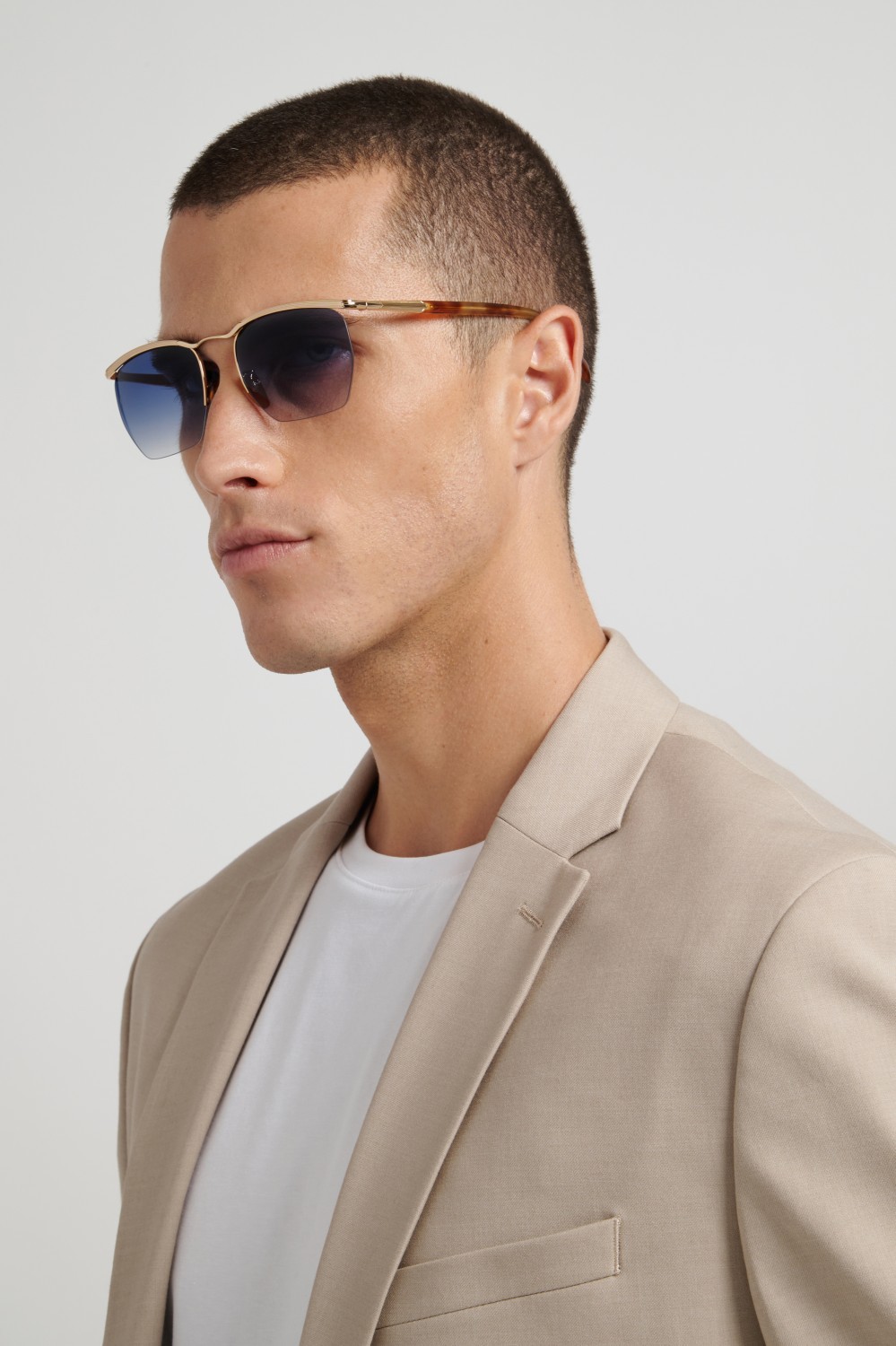 Sunglasses David Beckham Db 1225/S 208555 0NR 84 color gold brown havana shape square lenses blue shaded antireflex