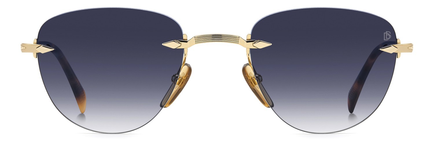 Sunglasses David Beckham Db 1224/S 208556 0NR 08 color gold brown havana shape square lenses dk blue shaded