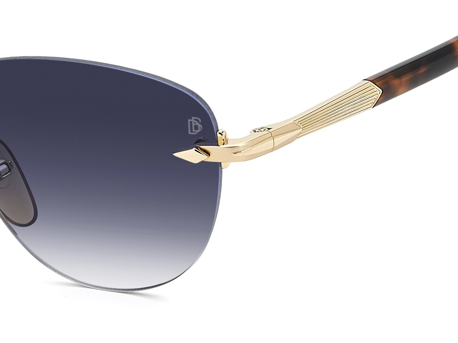 Sunglasses David Beckham Db 1224/S 208556 0NR 08 color gold brown havana shape square lenses dk blue shaded