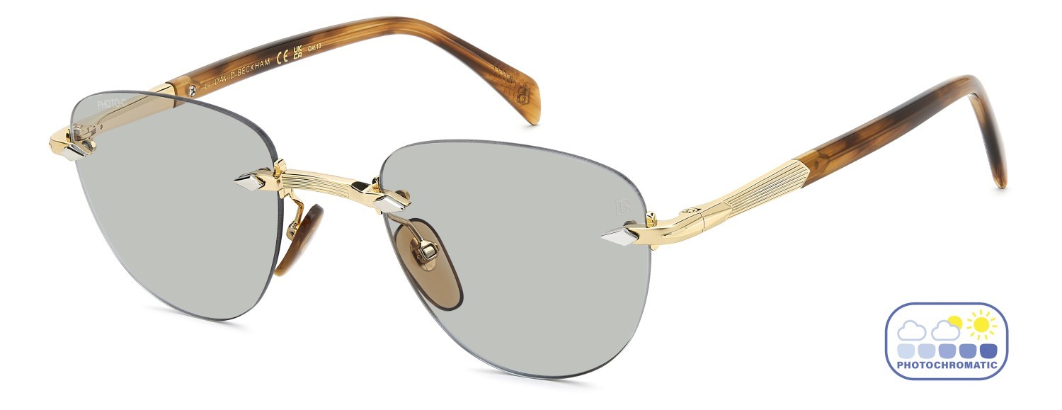 Sunglasses David Beckham Db 1224/S 208556 T5U 8J color gold brown horn shape square lenses greenphotochromatic antireflex