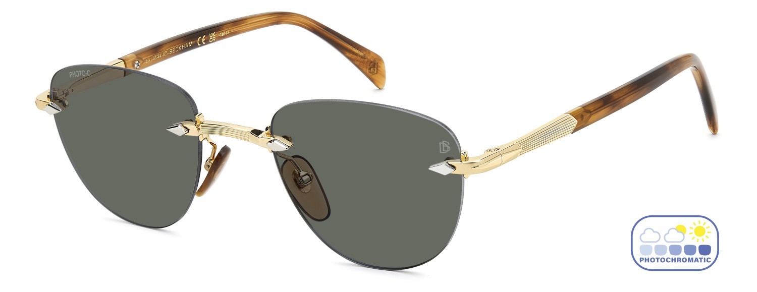 Sunglasses David Beckham Db 1224/S 208556 T5U 8J color gold brown horn shape square lenses greenphotochromatic antireflex