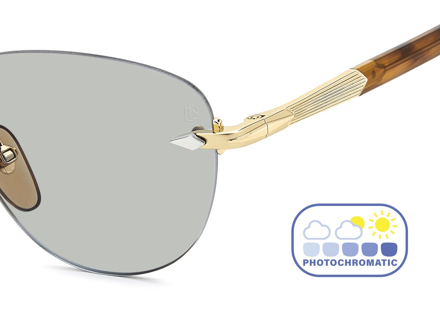 Sunglasses David Beckham Db 1224/S 208556 T5U 8J color gold brown horn shape square lenses greenphotochromatic antireflex