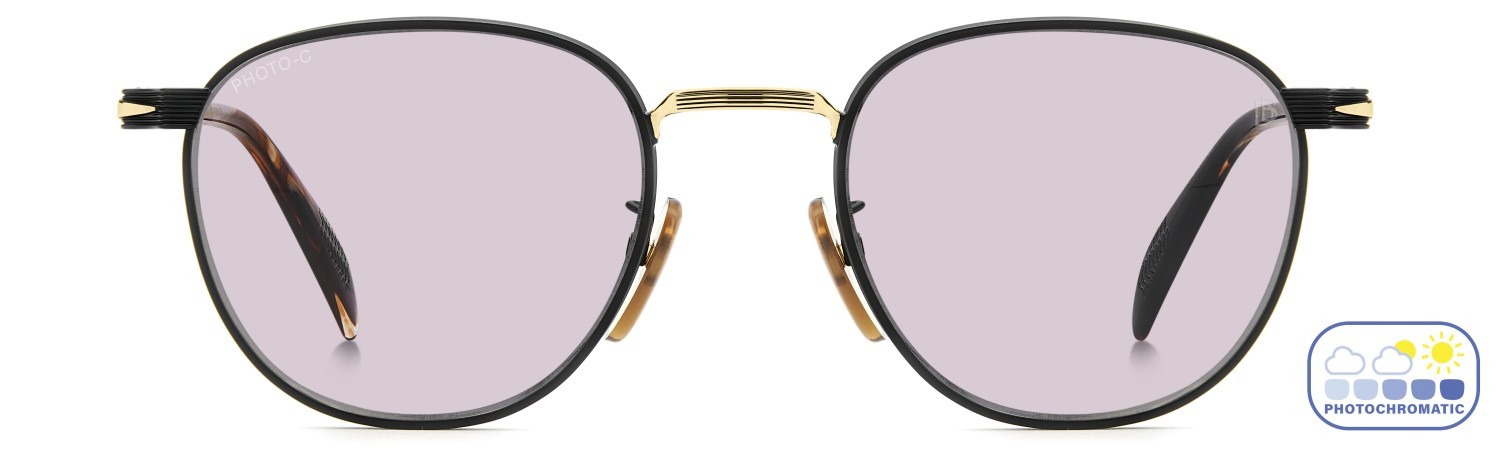 Sunglasses David Beckham Db 1228/S 208557 I46 5F color matte black gold shape pantos lenses violet photochromatic antireflex