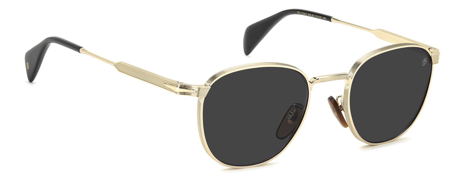 Sunglasses David Beckham Db 1228/S 208557 RHL 2K color gold black 2 shape pantos lenses grey antireflex