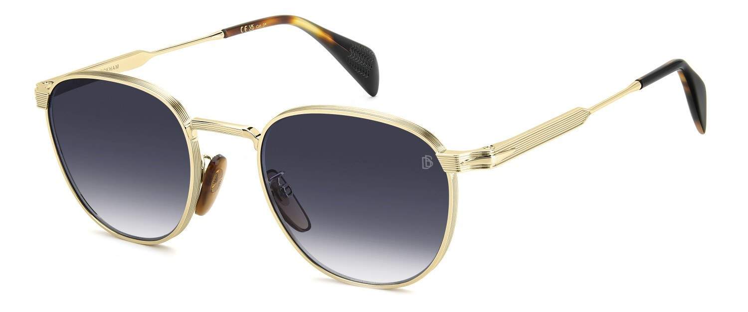 Sunglasses David Beckham Db 1228/S 208557 RHL 84 color gold black 2 shape pantos lenses blue shaded antireflex