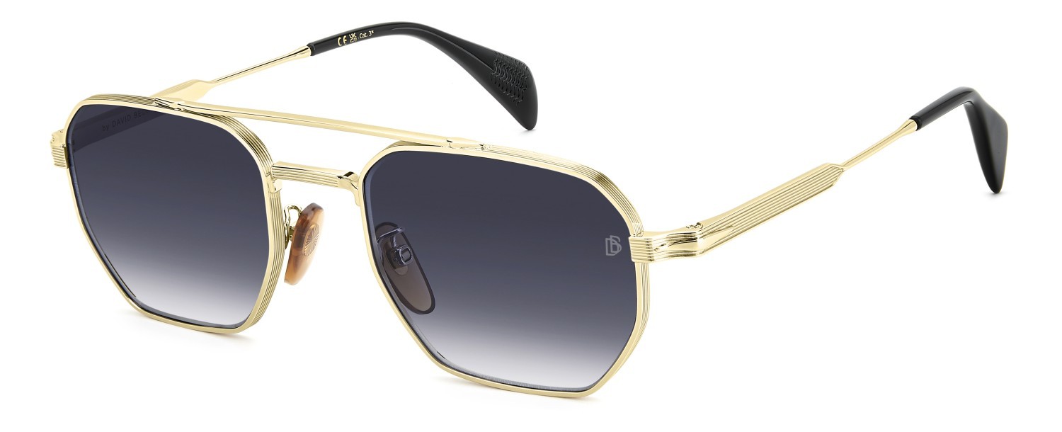 Sunglasses David Beckham Db 1229/S 208558 RHL 84 color gold black 2 shape navigator lenses blue shaded antireflex