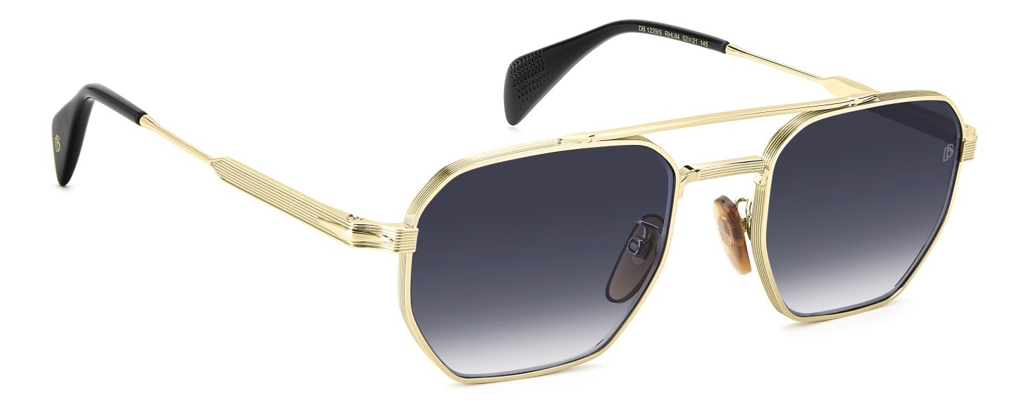 Sunglasses David Beckham Db 1229/S 208558 RHL 84 color gold black 2 shape navigator lenses blue shaded antireflex