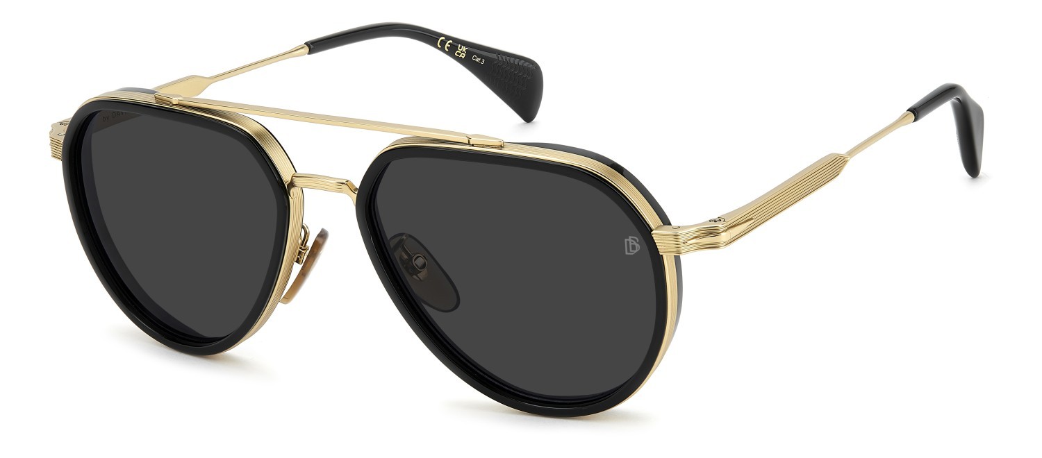 Sunglasses David Beckham Db 1226/G 208559 RHL 2K color gold black 2 shape aviator lenses grey antireflex