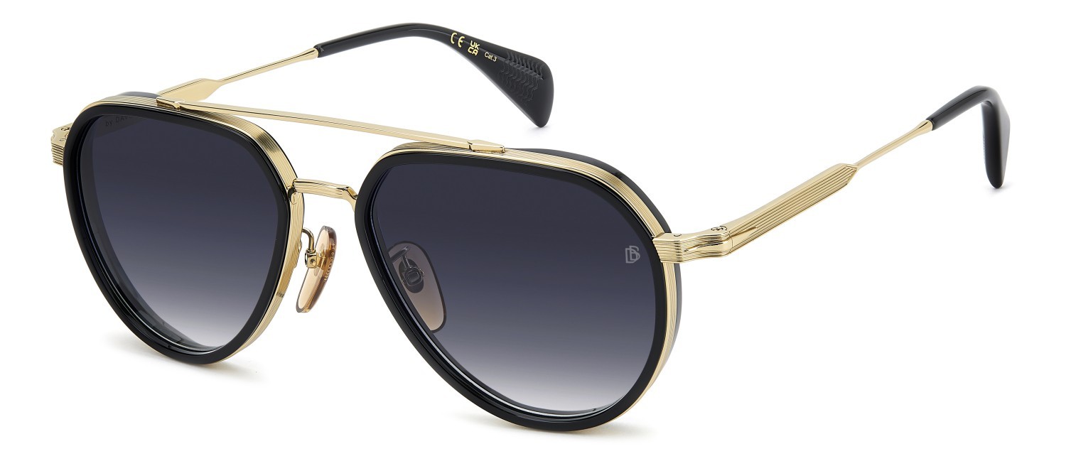 Sunglasses David Beckham Db 1226/G 208559 RHL 84 color gold black 2 shape aviator lenses blue shaded antireflex