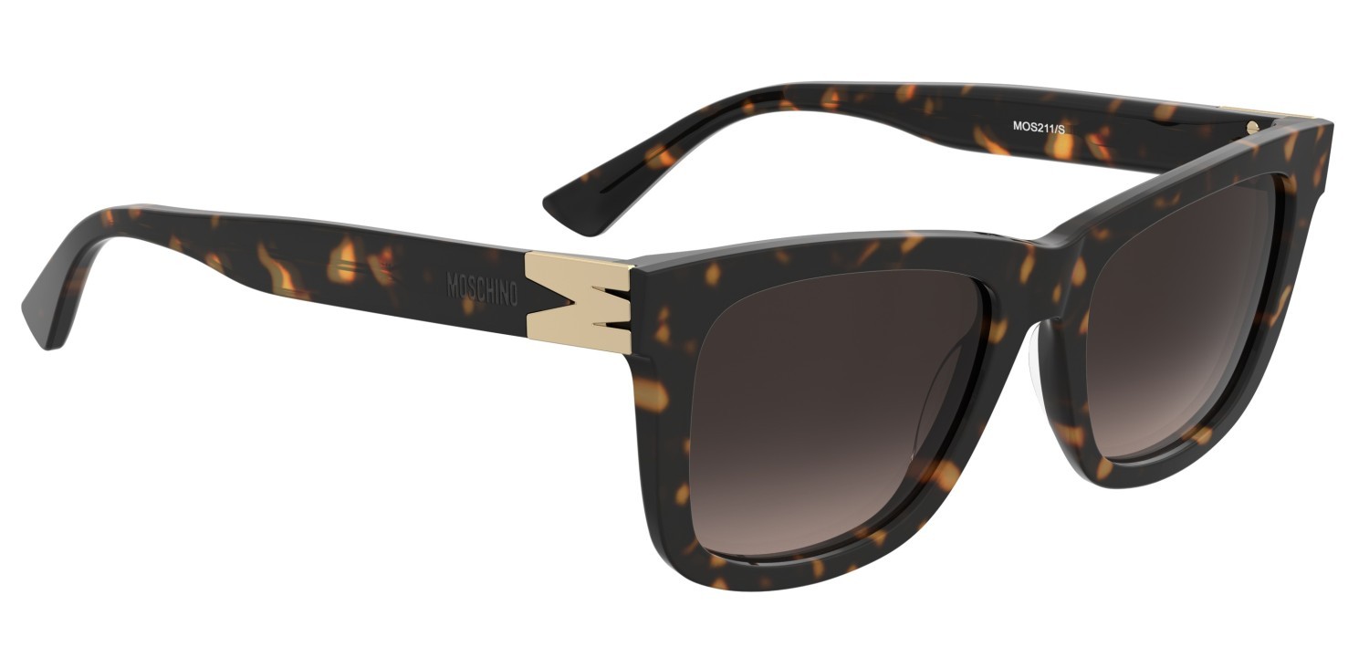 Occhiali da sole Moschino Mos211/S 208563 086 HA colore havana forma quadrato lenti brown shaded