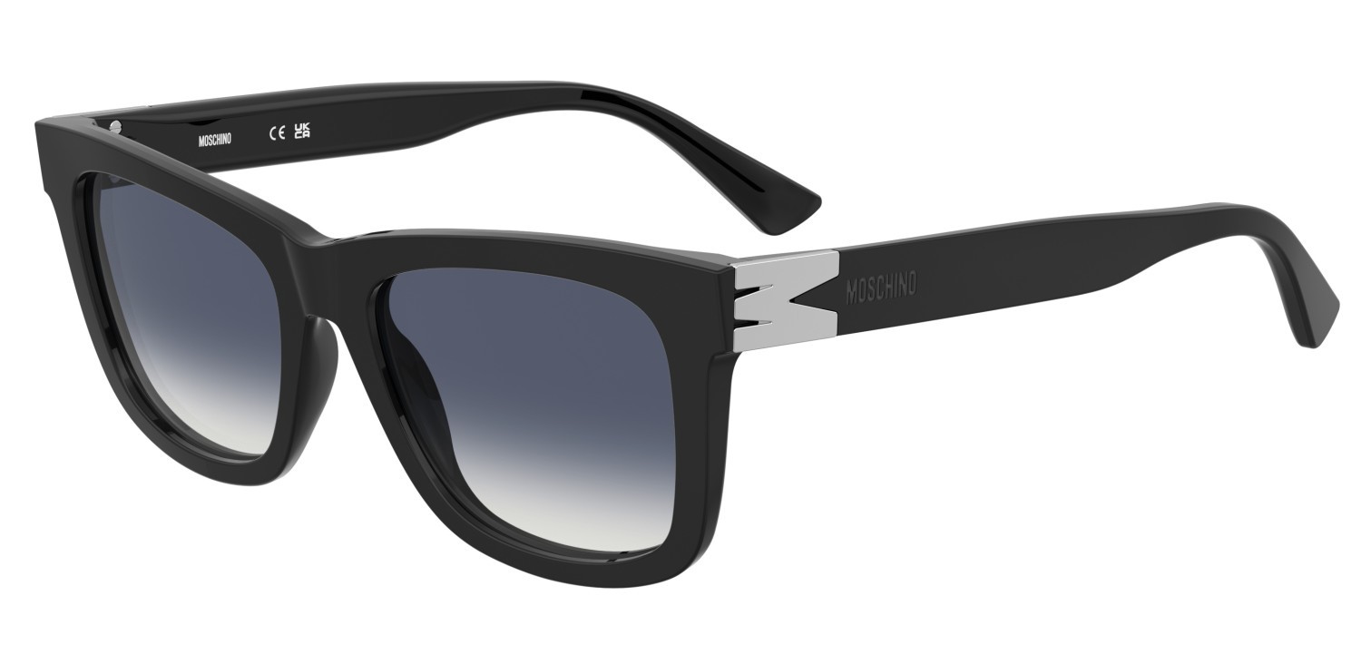 Occhiali da sole Moschino Mos211/S 208563 807 08 colore black forma quadrato lenti dk blue shaded