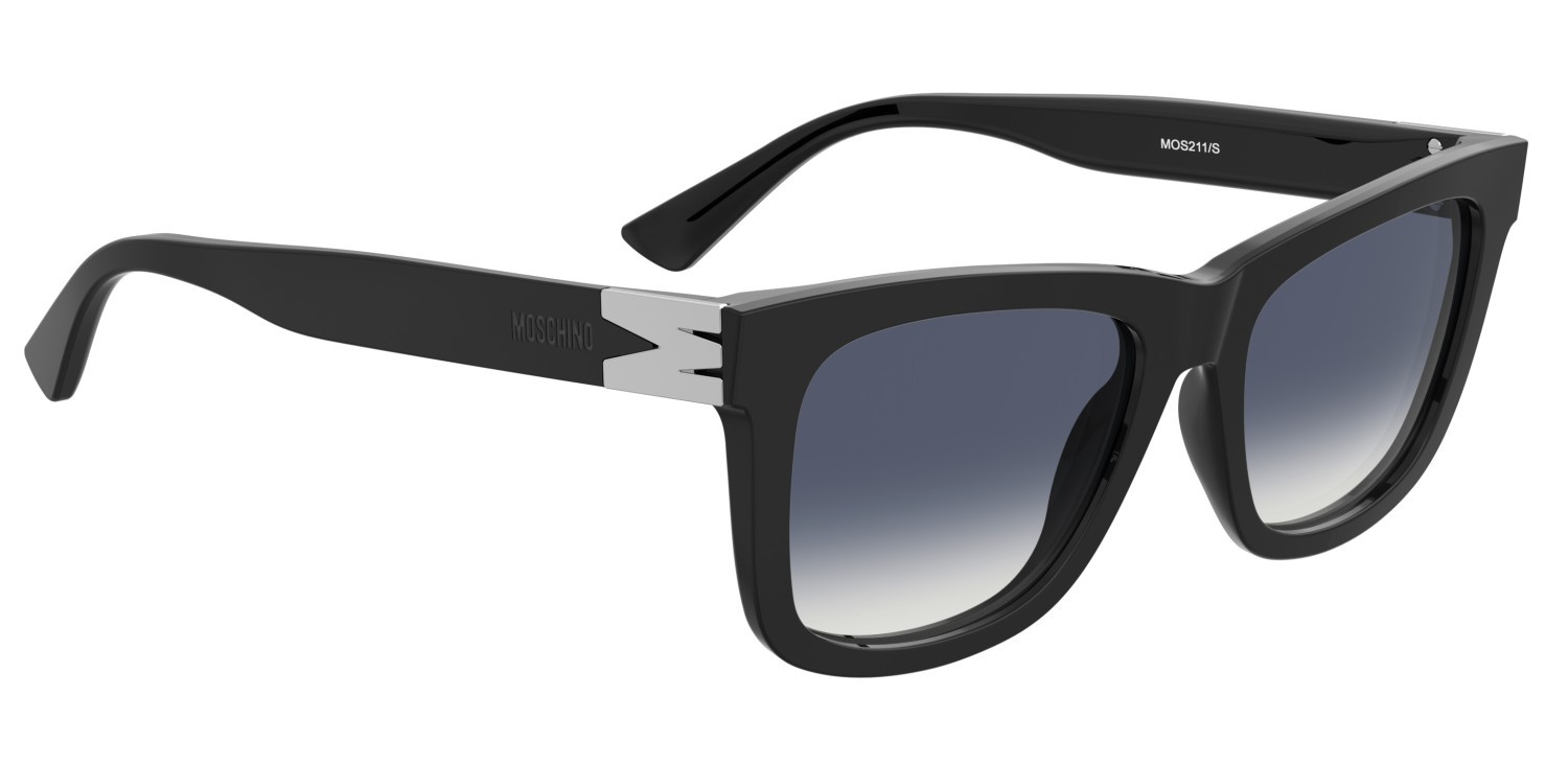 Occhiali da sole Moschino Mos211/S 208563 807 08 colore black forma quadrato lenti dk blue shaded