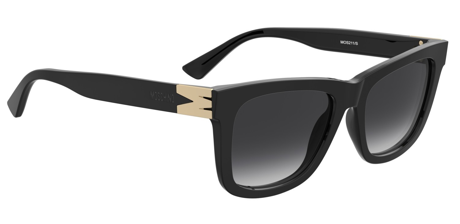 Occhiali da sole Moschino Mos211/S 208563 807 9O colore black forma quadrato lenti dark grey shaded