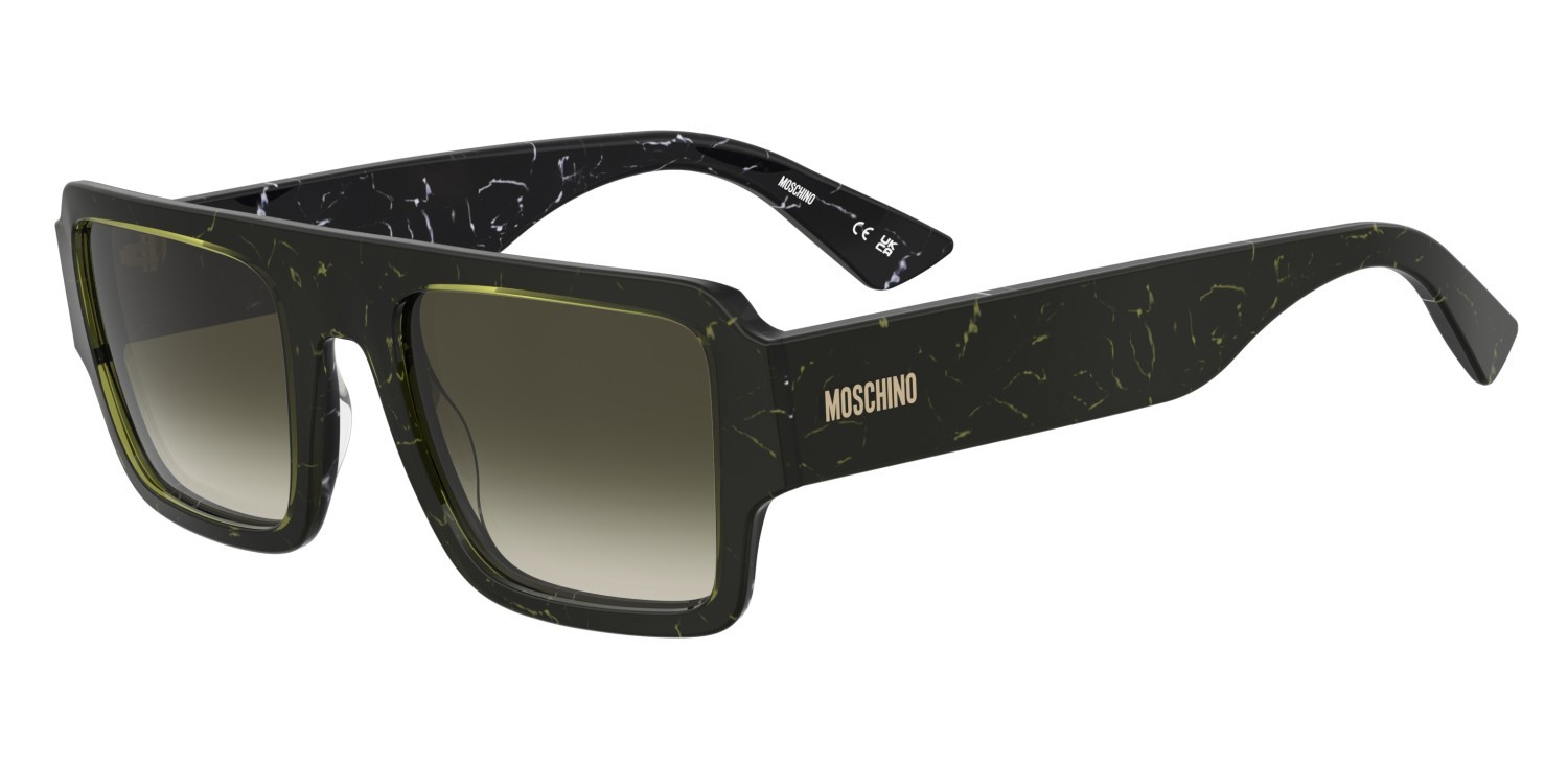 Occhiali da sole Moschino Mos213/S 208564 UHP 9K colore green marble black forma quadrato lenti green shaded