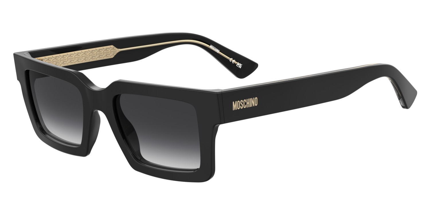 Sunglasses Moschino Mos214/S 208565 807 9O color black shape rectangle lenses dark grey shaded