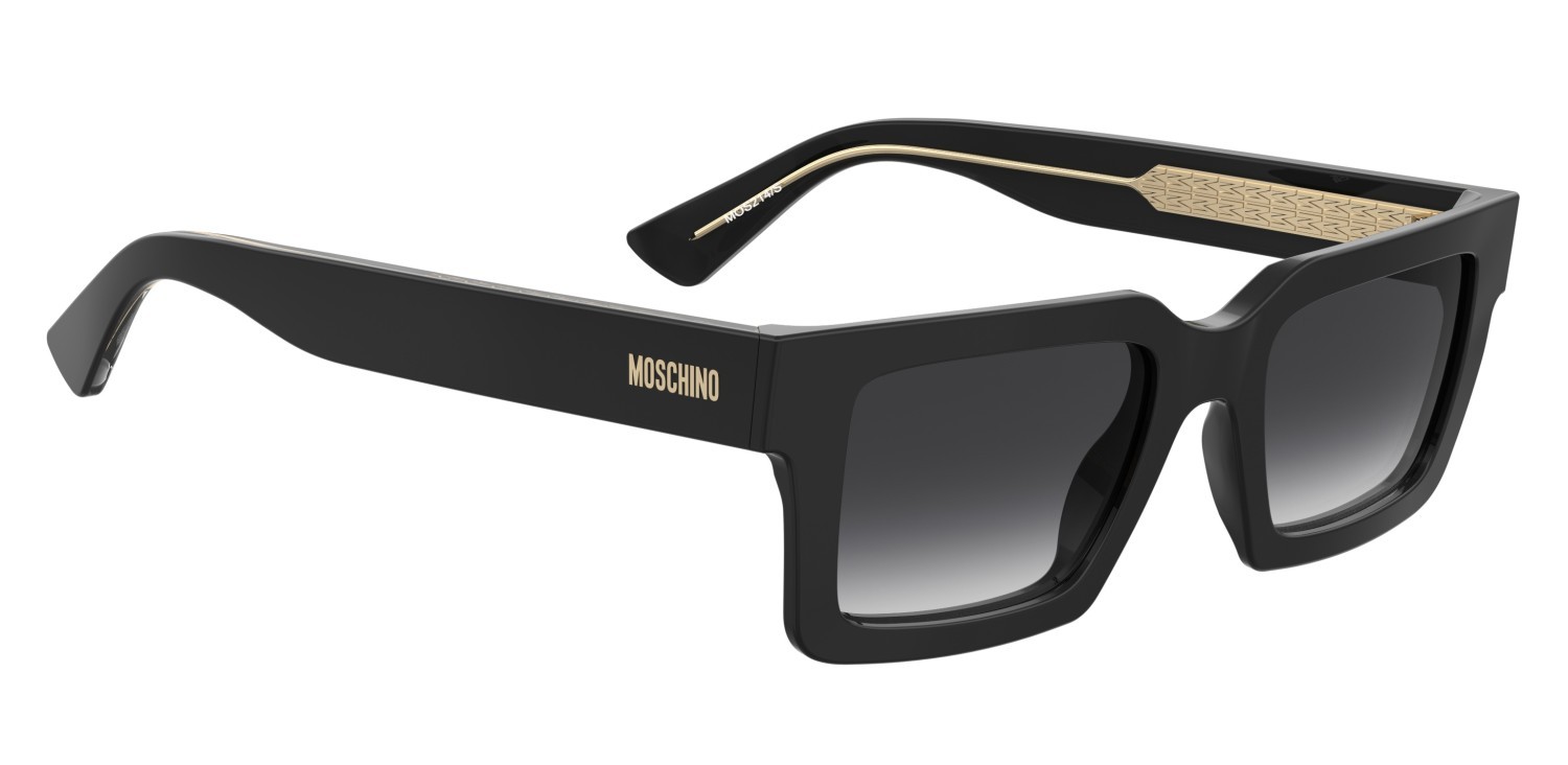 Sunglasses Moschino Mos214/S 208565 807 9O color black shape rectangle lenses dark grey shaded