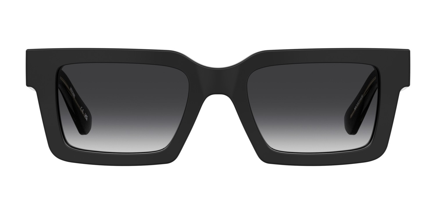 Sunglasses Moschino Mos214/S 208565 807 9O color black shape rectangle lenses dark grey shaded