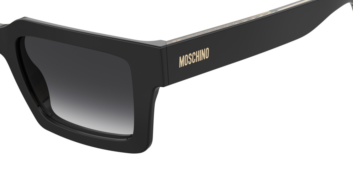 Sunglasses Moschino Mos214/S 208565 807 9O color black shape rectangle lenses dark grey shaded