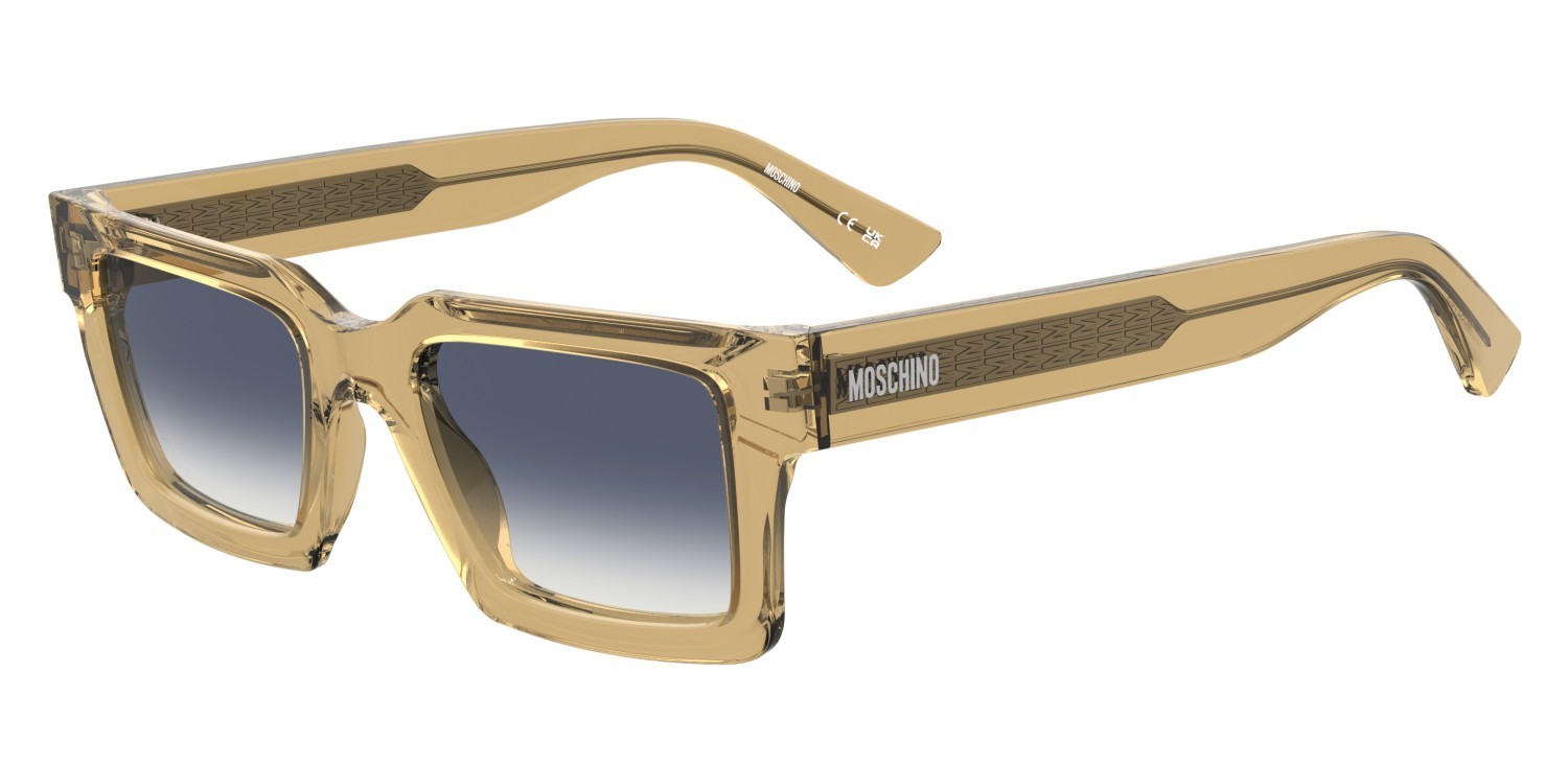 Sunglasses Moschino Mos214/S 208565 HAM 08 color champagne shape rectangle lenses dk blue shaded