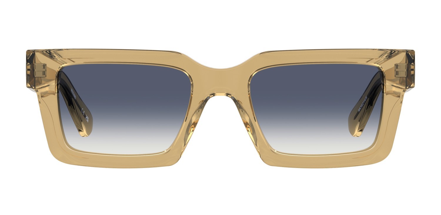 Sunglasses Moschino Mos214/S 208565 HAM 08 color champagne shape rectangle lenses dk blue shaded