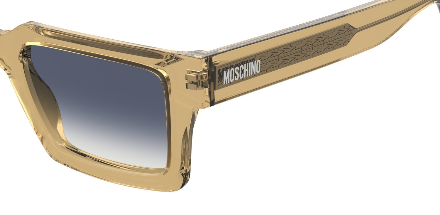 Sunglasses Moschino Mos214/S 208565 HAM 08 color champagne shape rectangle lenses dk blue shaded