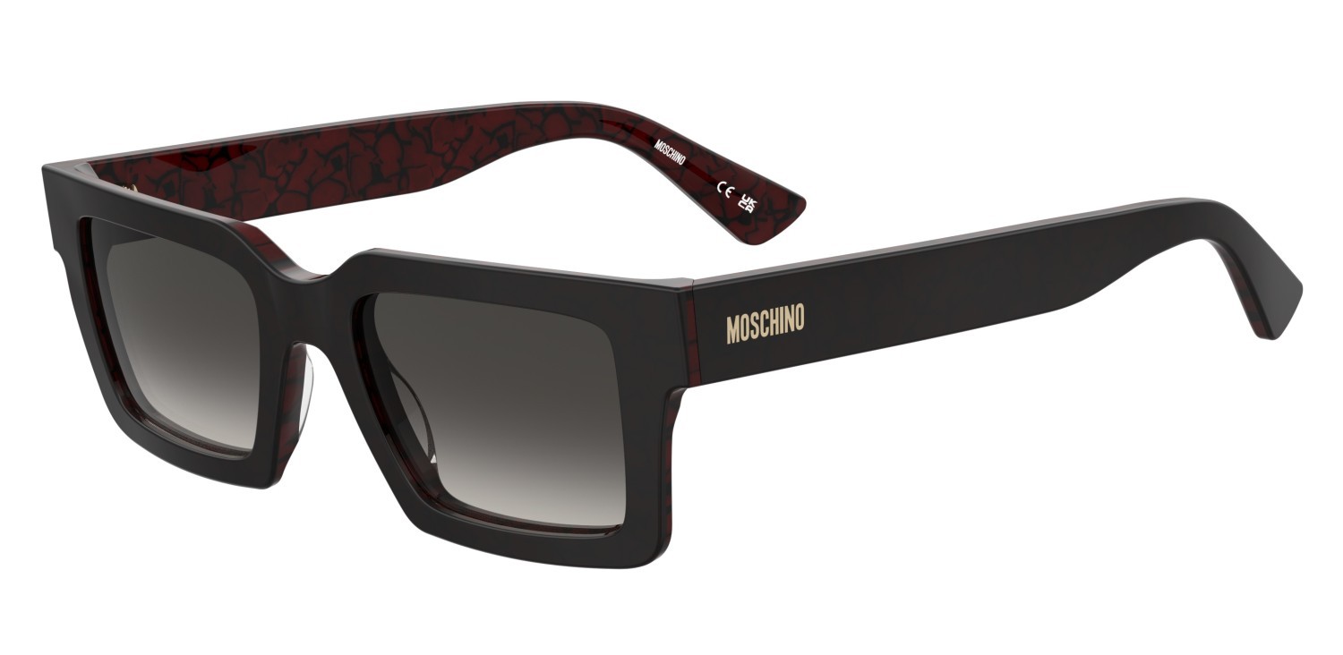 Occhiali da sole Moschino Mos214/S 208565 XJS 9O colore red marble red forma rettangolare lenti dark grey shaded