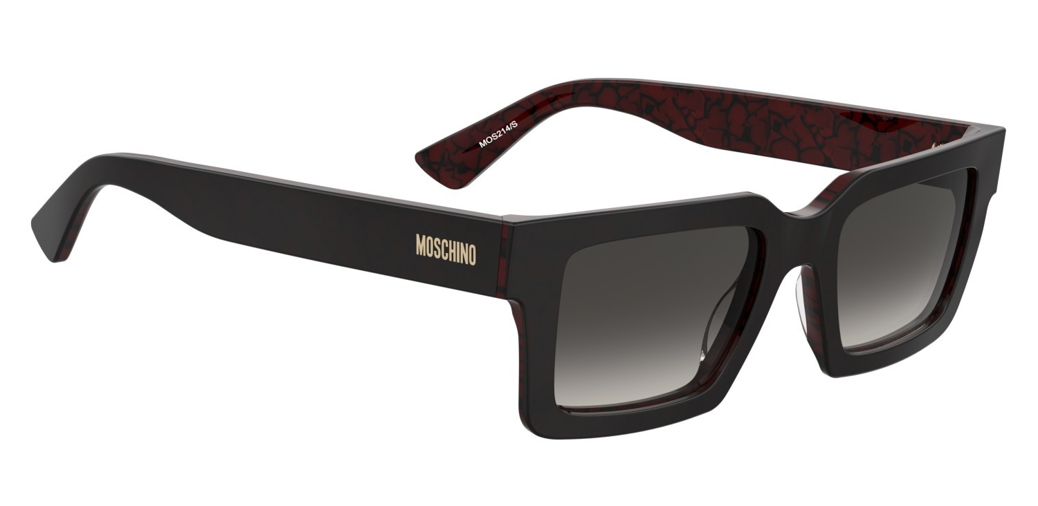 Occhiali da sole Moschino Mos214/S 208565 XJS 9O colore red marble red forma rettangolare lenti dark grey shaded