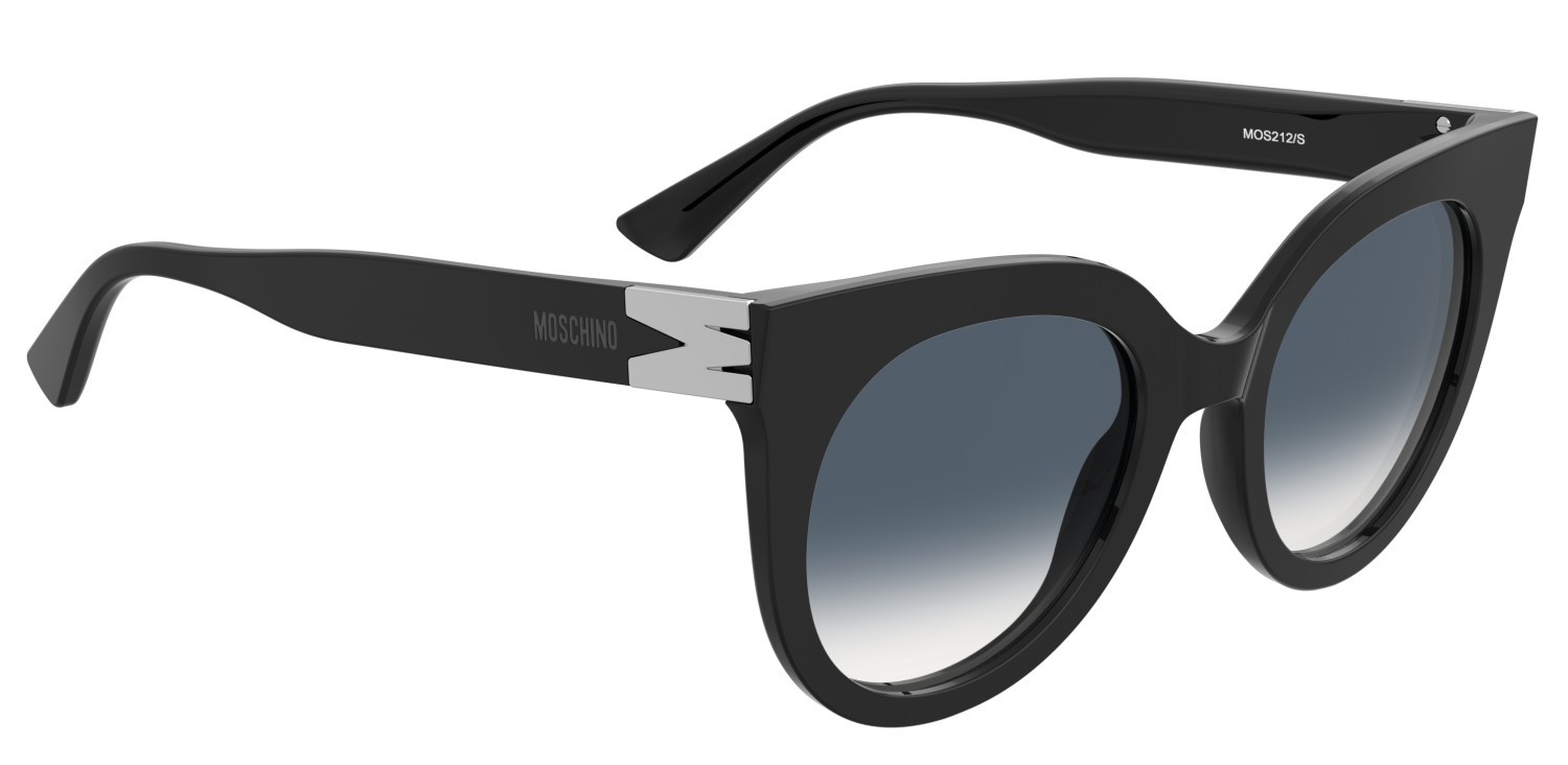 Occhiali da sole Moschino Mos212/S 208566 807 08 colore black forma cat eye lenti dk blue shaded
