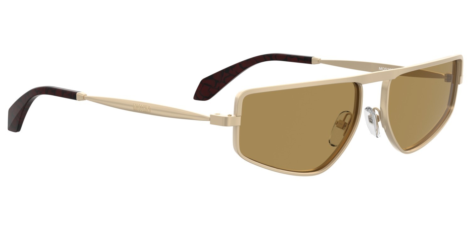 Occhiali da sole Moschino Mos209/S 208567 AOZ 70 colore matte gold forma quadrato lenti brown
