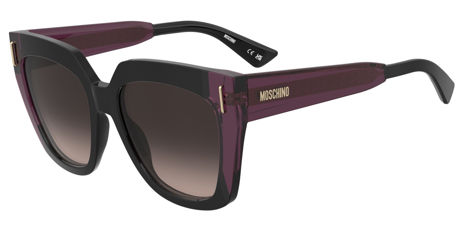 Occhiali da sole Moschino Mos207/S 208569 GUU HA colore black burgundy forma quadrato lenti brown shaded