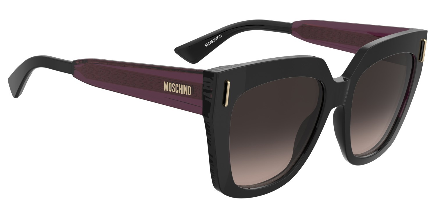 Occhiali da sole Moschino Mos207/S 208569 GUU HA colore black burgundy forma quadrato lenti brown shaded