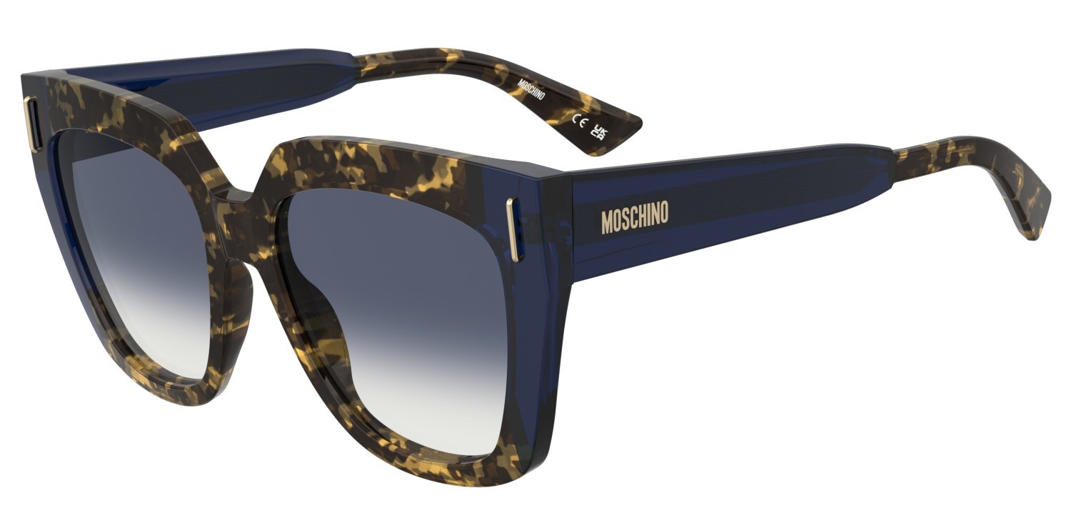 Occhiali da sole Moschino Mos207/S 208569 IPR 08 colore havana blue forma quadrato lenti dk blue shaded