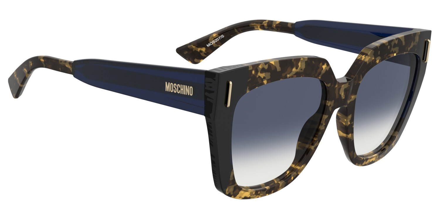 Occhiali da sole Moschino Mos207/S 208569 IPR 08 colore havana blue forma quadrato lenti dk blue shaded