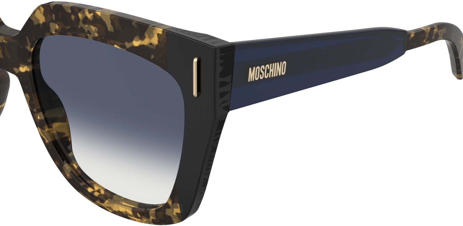 Occhiali da sole Moschino Mos207/S 208569 IPR 08 colore havana blue forma quadrato lenti dk blue shaded