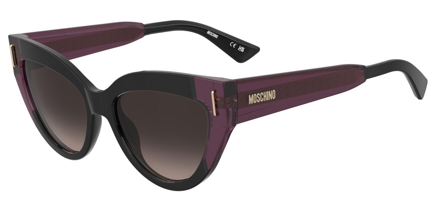 Occhiali da sole Moschino Mos208/S 208570 GUU HA colore black burgundy forma cat eye lenti brown shaded