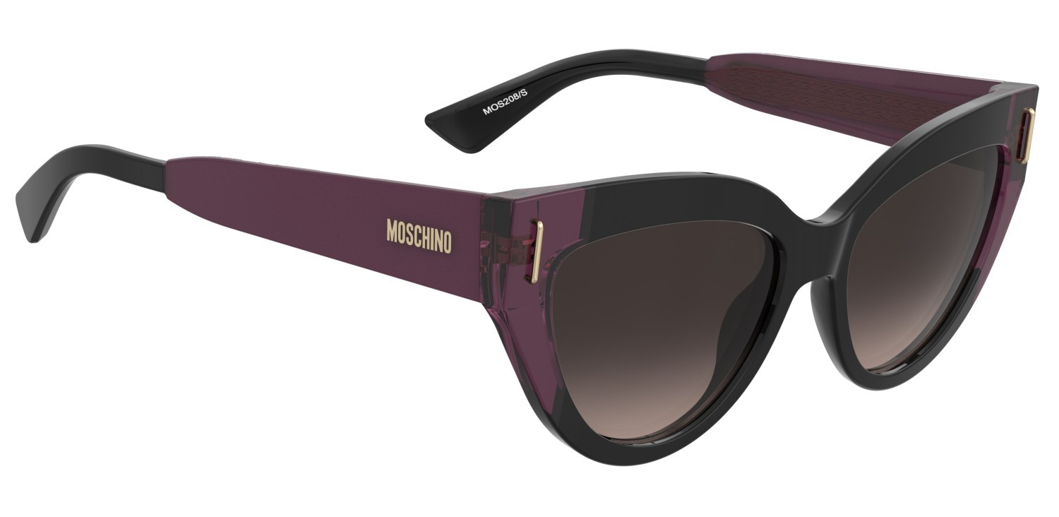 Occhiali da sole Moschino Mos208/S 208570 GUU HA colore black burgundy forma cat eye lenti brown shaded