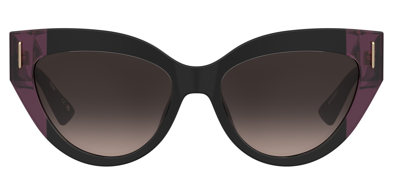 Occhiali da sole Moschino Mos208/S 208570 GUU HA colore black burgundy forma cat eye lenti brown shaded