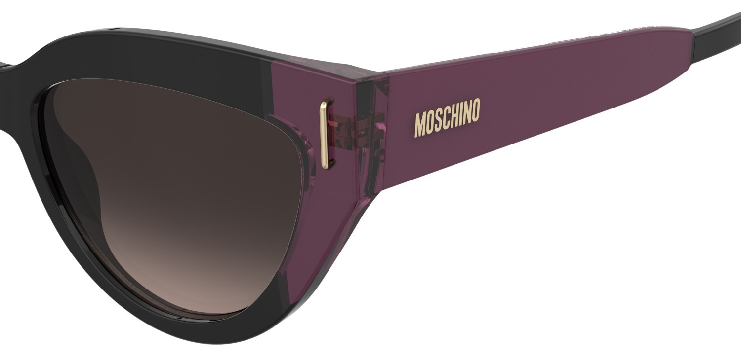 Occhiali da sole Moschino Mos208/S 208570 GUU HA colore black burgundy forma cat eye lenti brown shaded