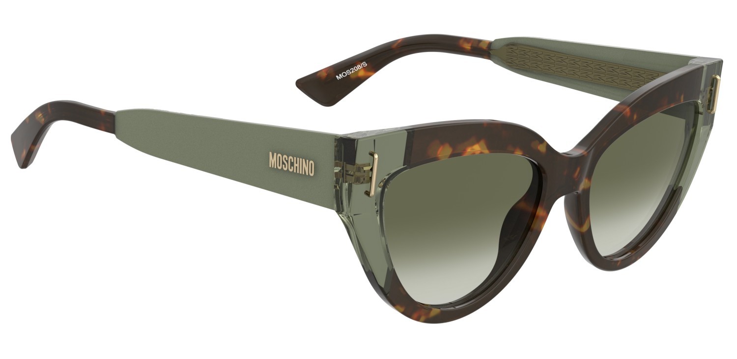 Sunglasses Moschino Mos208/S 208570 PHW 9K color havana green shape cat eye lenses green shaded