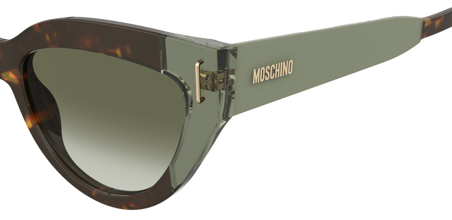 Sunglasses Moschino Mos208/S 208570 PHW 9K color havana green shape cat eye lenses green shaded
