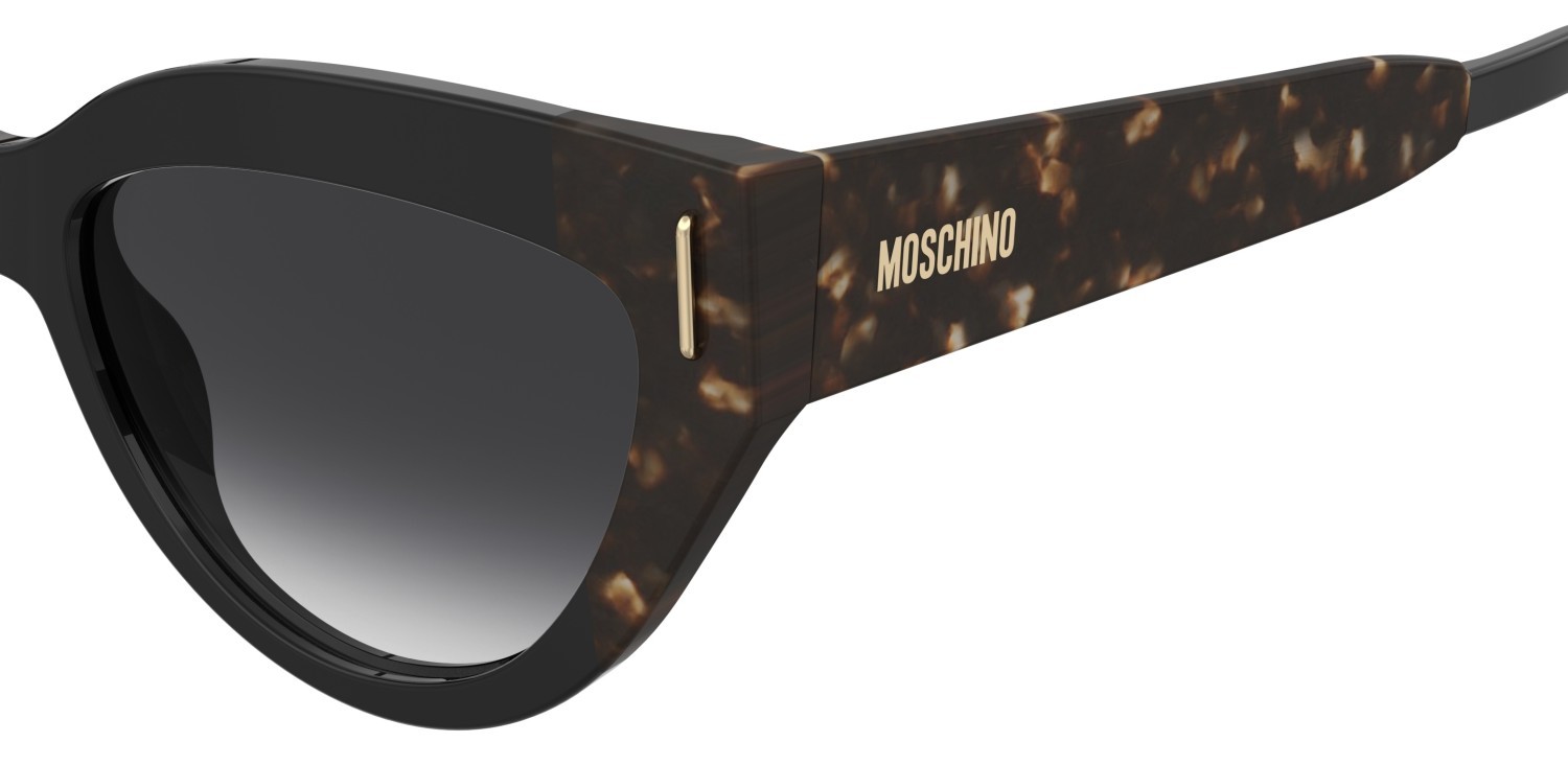 Sonnenbrillen Moschino Mos208/S 208570 WR7 9O farbe black havana form cat-eye gläser dark grey shaded