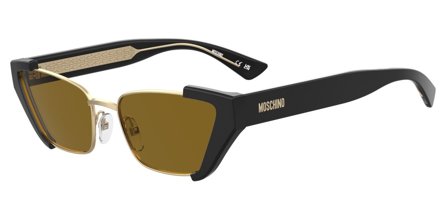 Occhiali da sole Moschino Mos205/S 208571 2M2 70 colore black gold forma cat eye lenti brown