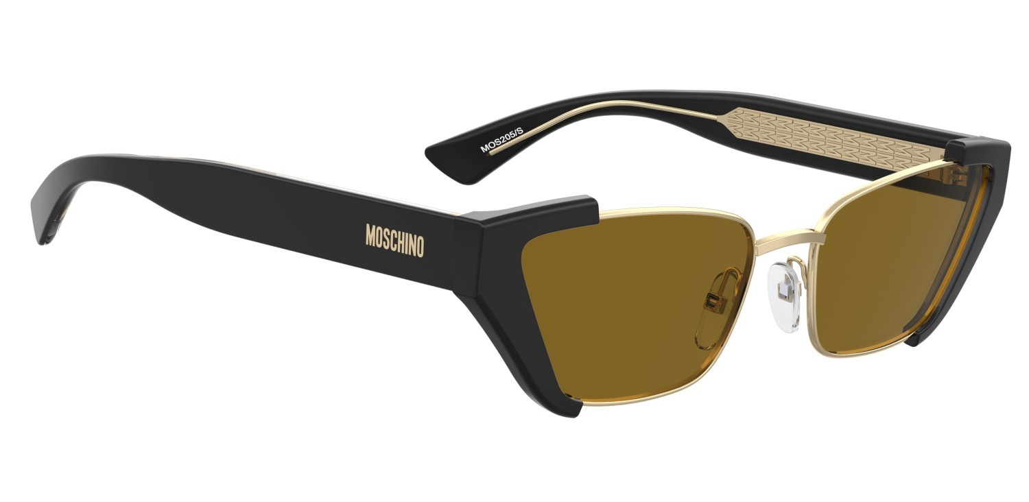 Occhiali da sole Moschino Mos205/S 208571 2M2 70 colore black gold forma cat eye lenti brown