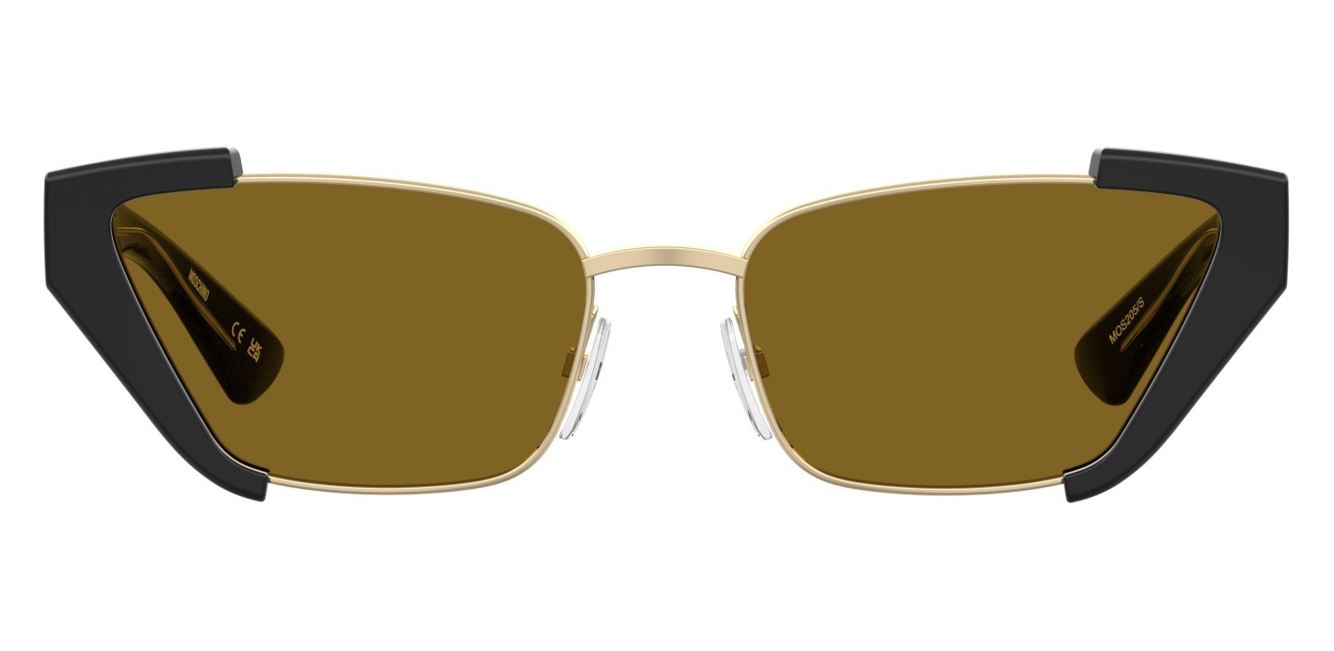 Occhiali da sole Moschino Mos205/S 208571 2M2 70 colore black gold forma cat eye lenti brown