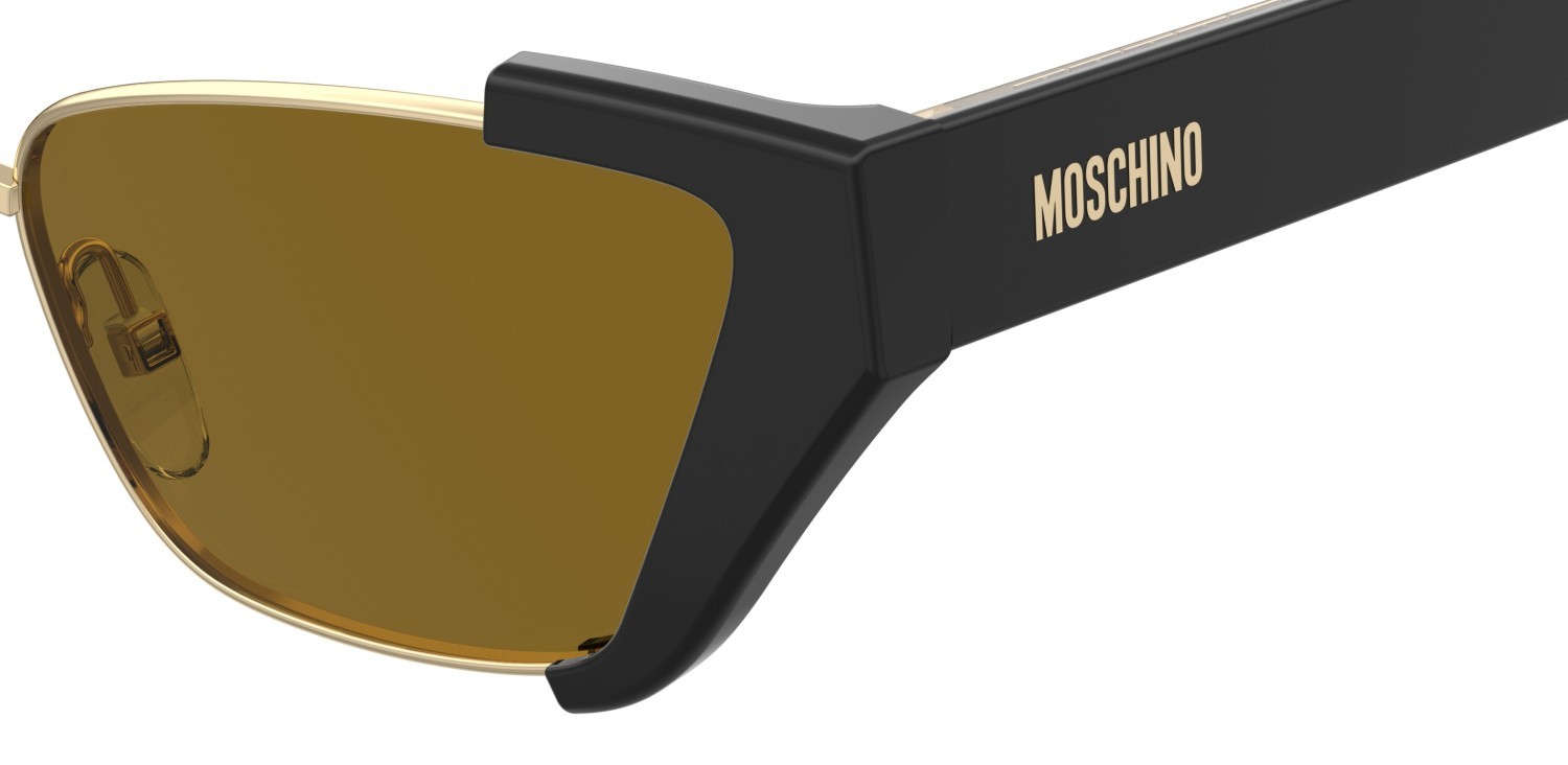 Occhiali da sole Moschino Mos205/S 208571 2M2 70 colore black gold forma cat eye lenti brown