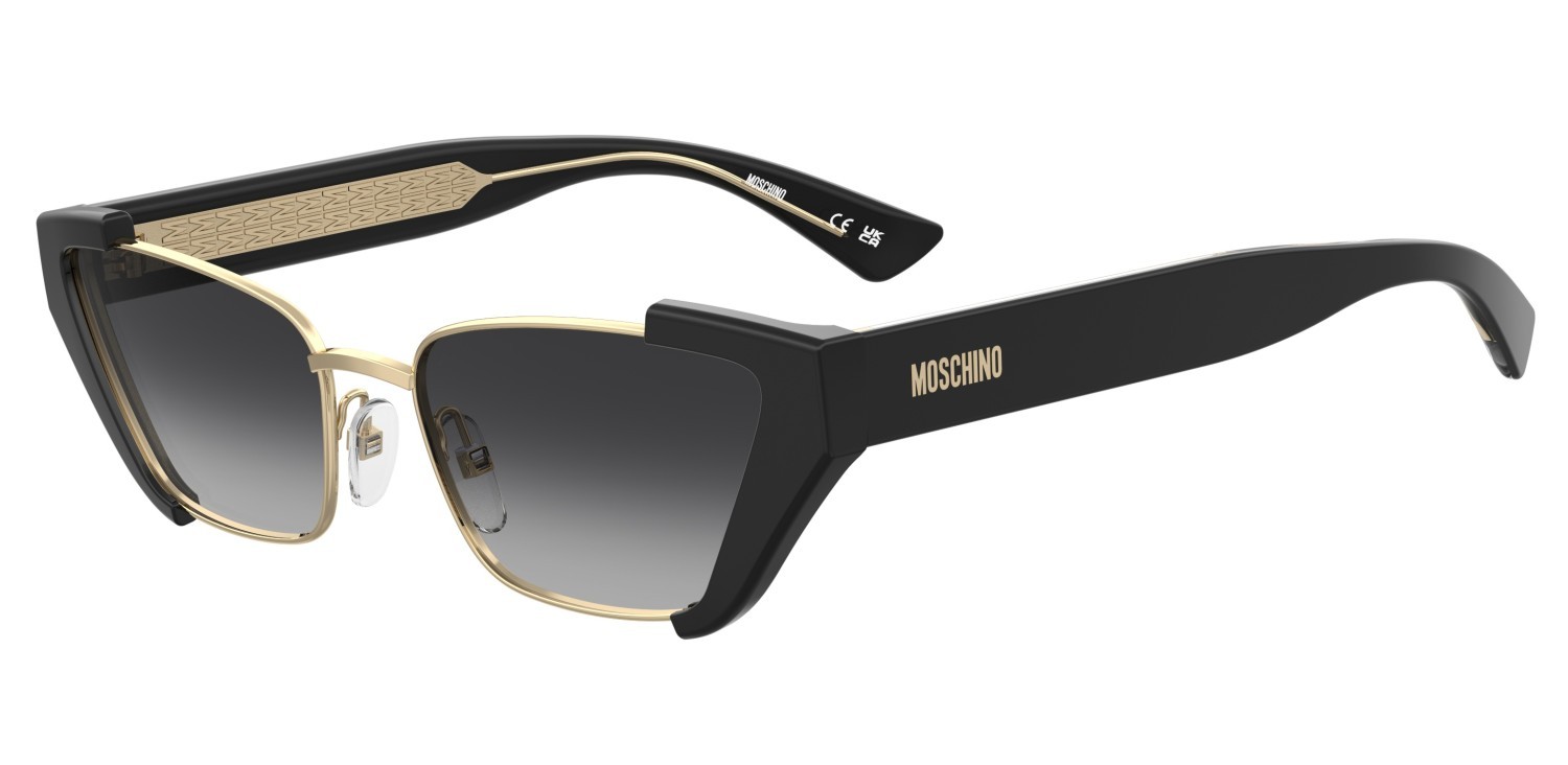 Sunglasses Moschino Mos205/S 208571 2M2 9O color black gold shape cat eye lenses dark grey shaded