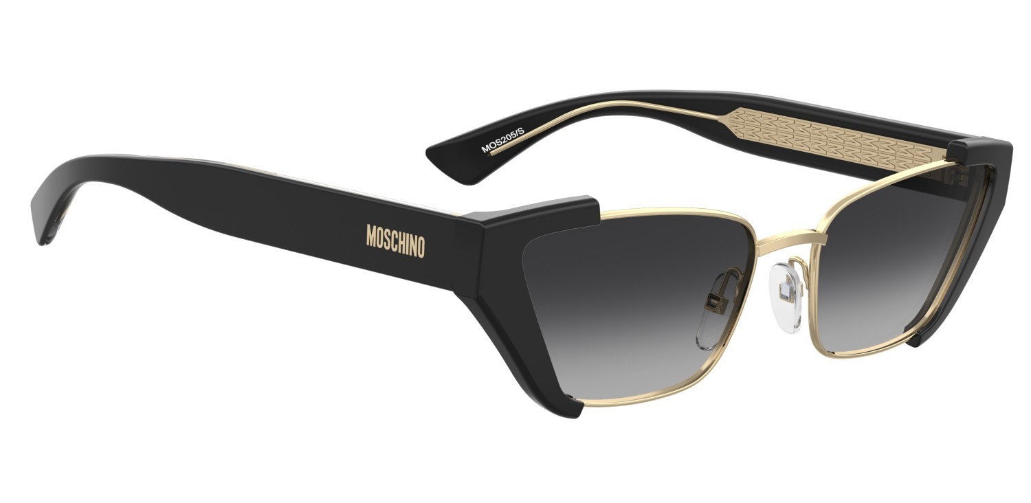 Sunglasses Moschino Mos205/S 208571 2M2 9O color black gold shape cat eye lenses dark grey shaded