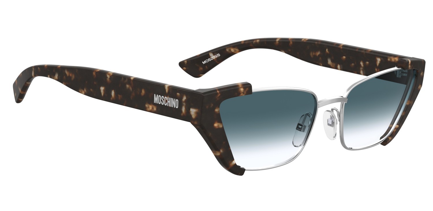 Occhiali da sole Moschino Mos205/S 208571 45Z 08 colore havana silver forma cat eye lenti dk blue shaded